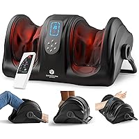 Shiatsu Foot Massager Machine with Heat & Vibration Foot and Calf Massager for Plantar Fasciitis and Neuropathy Pain, Deep Kneading, Increases Blood Flow Circulation W/Remote Control (Black)