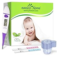 Easy@Home 25 Ovulation Tests &10 Pregnancy Tests & 35 Large Urine Cups + Basal Body Thermometer for Fertility Prediction with Memory Recall EBT-018 Purple