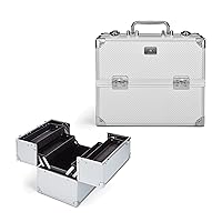 Makeup Beauty Case - Cosmetic Case with Expandable Shelves and Locking Latch - Professional makeup case - Silver Diamond - London SOHO New York by Conair