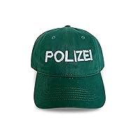 German Polizei Hat Military Green with White Embroidery Classic Hat Women | Men | Outdoor Sports | Golf Cap