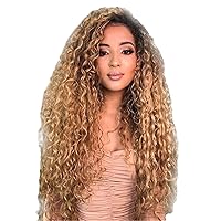 Andongnywell Blonde Curly Lace Front Human Hair Wigs Long Wave Curl Wigs for Women African American Full Wigs