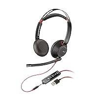 Poly Blackwire 5220 USB-A Wired Headset (Plantronics) - Flexible Noise-Canceling Boom Mic - Ergonomic Design - Connect to PC/Mac, Mobile via USB-A or 3.5 mm - Works w/Teams, Zoom - Amazon Exclusive