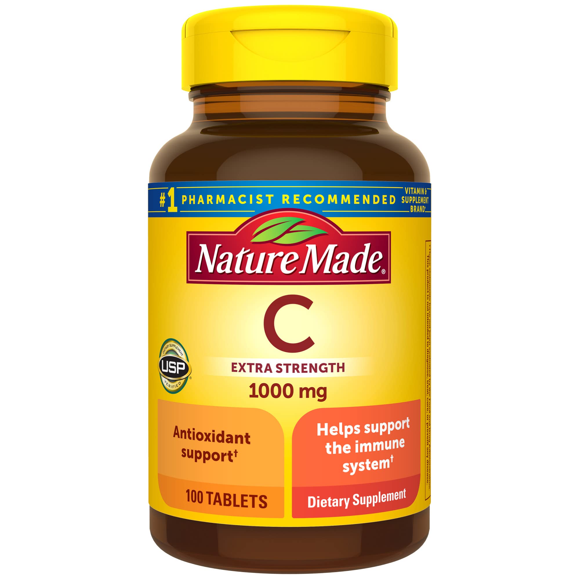 Nature Made Extra Strength Vitamin C 1000 mg, Dietary Supplement for Immune Support, 100 Tablets, 100 Day Supply