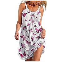 Women's Casual Dress Camisole Printed Sleeveless Backless Mini Dress Beach Dress Summer Sundress Daily Wear Streetwear(7-Pink,8) 0650