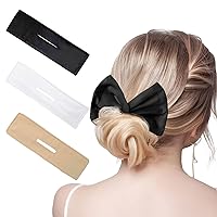 3 Pieces Deft Hair Bun Maker for Twister - Lazy Hair Curler Deft Bun Fashionable Colors Bow Maker, Cute French Twist Easy Bun Hair Bun Maker for Women & Girls Hairstyle (Black, White, Nude)