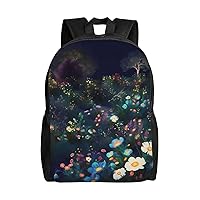 Moonlight Garden print Backpacks Waterproof Light Shoulder Bag Casual Daypack For Work Traveling Hiking