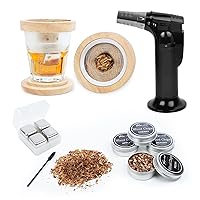Cocktail Smoker Kit with Torch and Wood Chips-Old Fashioned Chimney Drink Smoker for Cocktails,Whiskey & Bourbon,Ideal Gifts for Men,Boyfriend,Husband,Dad (No Butane) (Smoker kit with Torch)