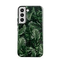 BURGA Phone Case Compatible with Samsung Galaxy S22 - Hybrid 2-Layer Hard Shell + Silicone Protective Case -Tropical Exotic Green Palm Tree Leaf Plant Leaves - Scratch-Resistant Shockproof Cover