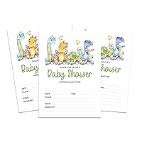 30 Dinosaur Baby Shower Invitation Cards Jungle Animals Fill In Blank Invites