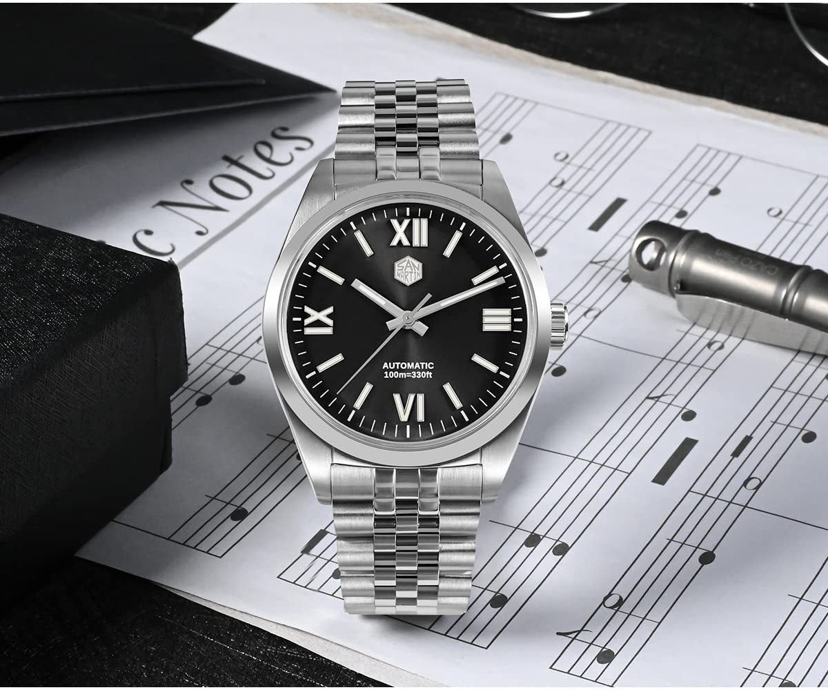 San Martin SN0050G Luxury Men Dress Watches Roman Numeral Sunray Dial Classic Business YN55 Automatic Mechanical Wristwatches