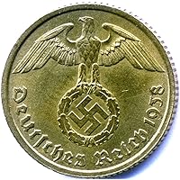 Penny Authentic Antique Nazi Germany 10 Reichspfennig Brass Swastika Coin