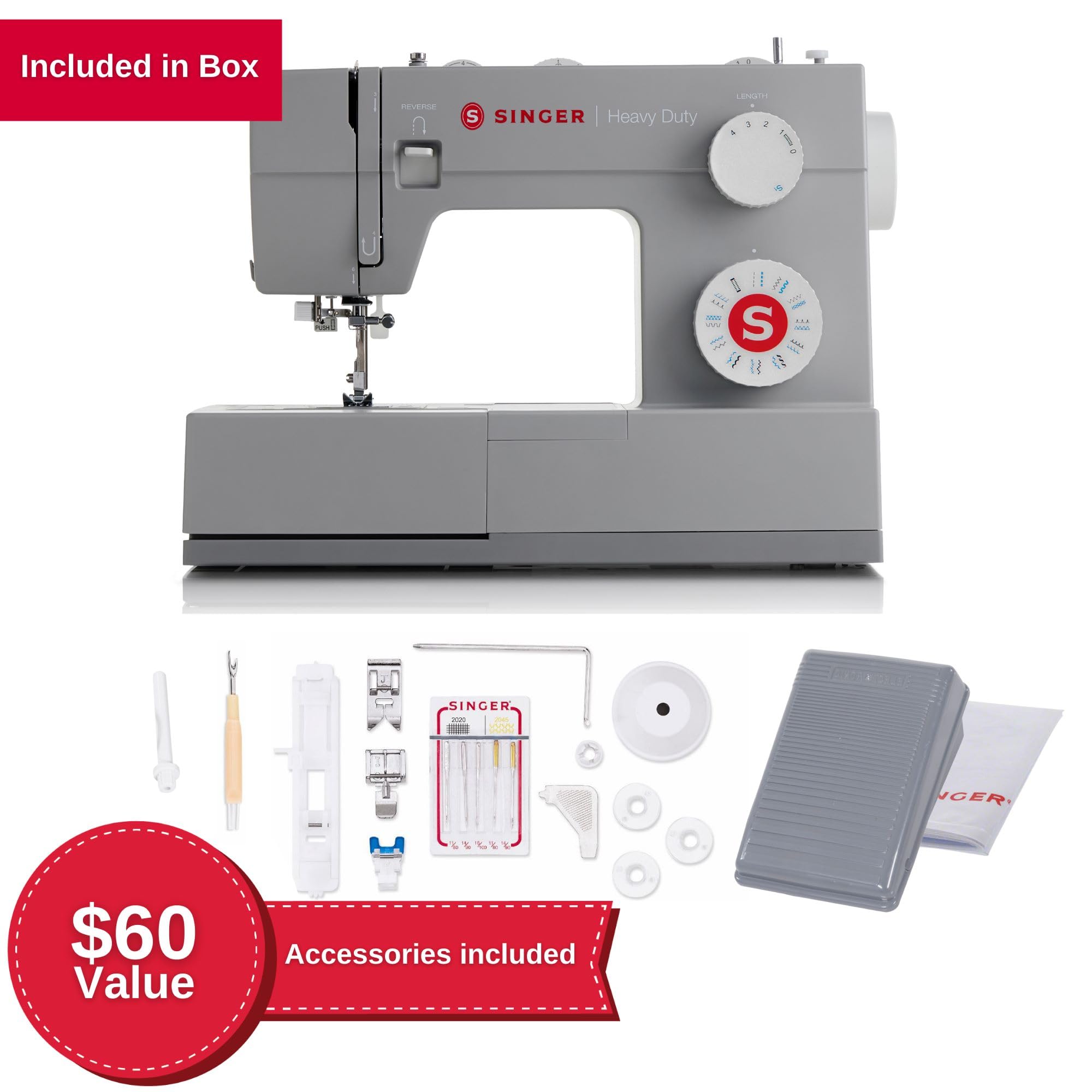 SINGER | 4423 Heavy Duty Sewing Machine With Included Accessory Kit, 97 Stitch Applications, Simple, Easy To Use & Great for Beginners