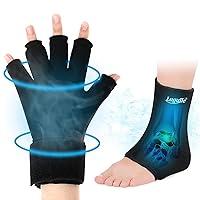 Finger Arthritis Compression Ice Glove & Ankle Ice Pack Bundle