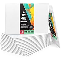 ARTEZA Canvases for Painting, Pack of 14, 11 x 14 Inches, Blank White Canvas Panels, 100% Cotton, 8 oz Gesso-Primed, Art Supplies for Acrylic Pouring and Oil Painting