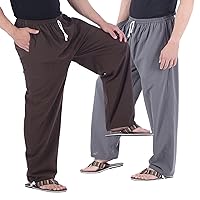 Men Lounge Pants Gray + Brown-2XL