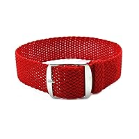 20mm Red Perlon Braided Woven Watch Strap with Brushed Buckle