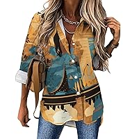 Posters Ancient Egyptian Art and Culture Women's Shirt Long Sleeve Button Down Blouses Loose T-Shirt Tops
