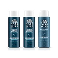 Oars + Alps Men's Sulfate Free Hair Shampoo, Conditioner, and Body Wash Kit, Moisturizing Skin Care Infused with Kelp and Algae Extracts, Fresh Ocean Splash Scent