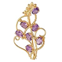 NOVICA Handmade Gold Plated Amethyst Brooch 22k 7 Carat Lilac .925 Sterling Silver Tone Purple India Floral Birthstone [2 in L x 1.2 in W x 0.2 in D] 'Golden Lilac'