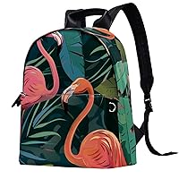 Travel Backpack for Men,Backpack for Women,Tropical Leaves and Flamingos,Backpack