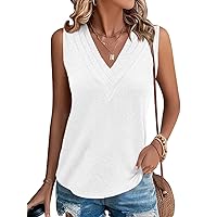Cicy Bell Women V Neck Tank Tops Dressy Casual Summer Loose Fit Sleeveless Shirts Blouse