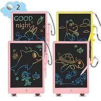 LCD Writing Tablet, 10 Inch Colorful Erasable Drawing Boards for Kids, Reusable Doodle Pad, Educational Gifts for 3 4 5 6 7 Years Old Toddler Boys Girls (Pink& Yellow, 2pcs Pink)