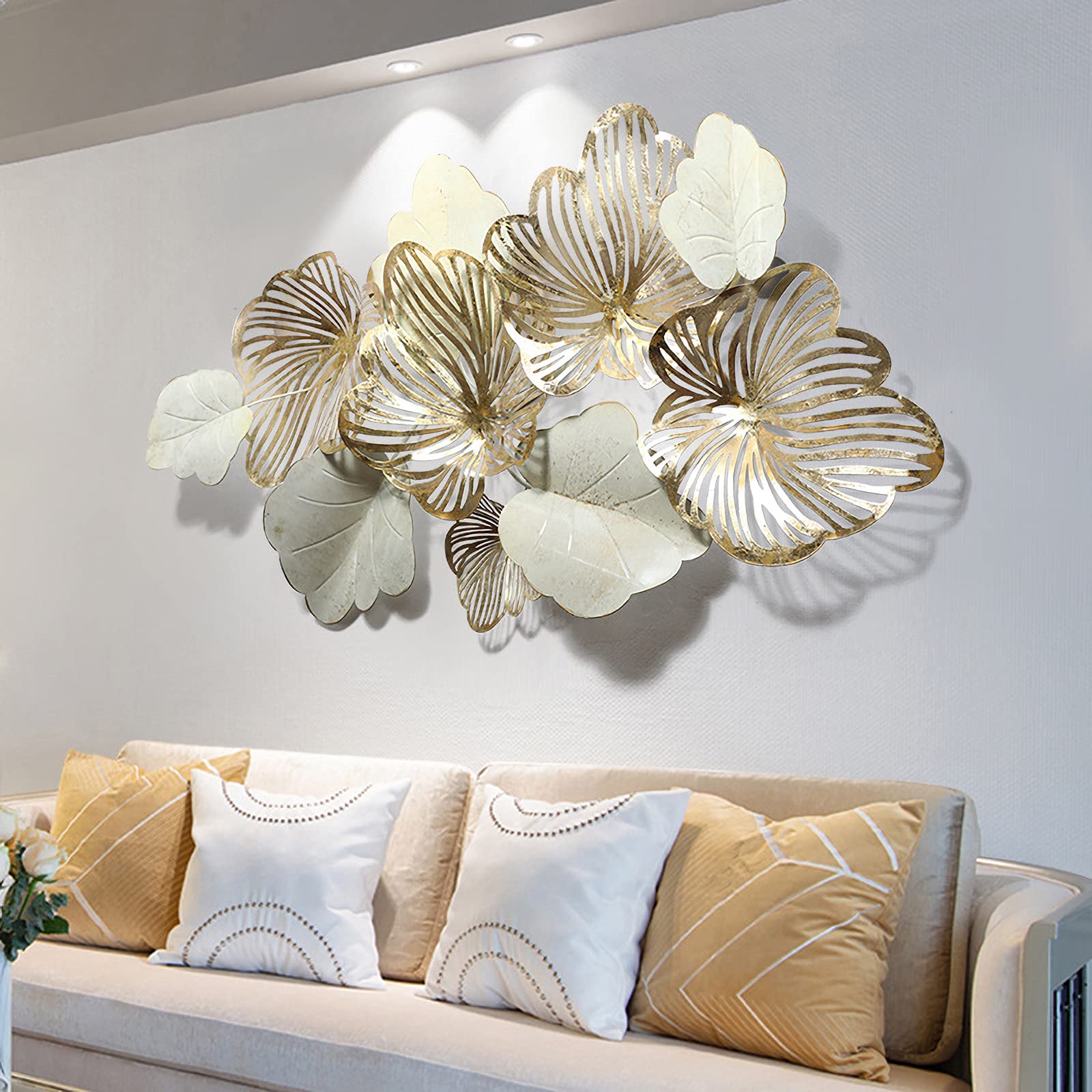 Mua thlabe Home Decor Metal Wall Art Leaves, Modern Large Wall ...