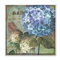 Stupell Home Décor Colorful Hydrangeas with Antique French Backdrop Wall Plaque Art, 12 x 0.5 x 12, Proudly Made in USA