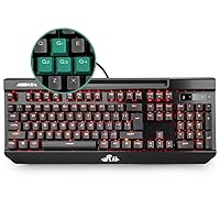Mechanical Gaming Keyboard,Rii K61C USB Wired 104keys Anti-ghosting Mechanical Programmable Gaming Keyboard,Blue Switches with 3 Macro Keys,Red LED Illuminated Backlit for PC, Windows and Mac (K61C+)