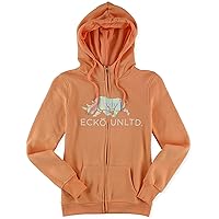 Ecko Unltd. Womens Worldwide Rhino Zip Up Hoodie Sweatshirt, Orange, Small
