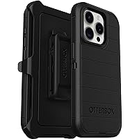 iPhone 15 Pro (Only) Defender Series Pro Case - Black, screenless, Rugged & Durable, with Port Protection, Includes Holster Clip Kickstand