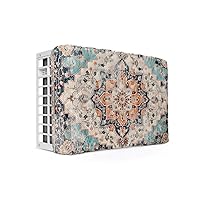 Indoor Air Conditioner Covers, Orange Blue Insulation AC Cover for Window Units, Boho Geometric Middle Century Abstract Western AC Covers for Inside with Elastic Drawstring, 25