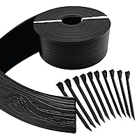 MASTER MARK Terrace Board, Landscape Coiled Edging, Grass Barrier, Bender Board, Garden Borders 4 in. x 40 ft. with 10 Stakes (Black)