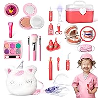 Kids Washable Makeup Kit for Girls + Dentist Kit for Kids
