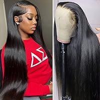30inch Straight Lace Front Wigs Human Hair Pre-Plucked 13x4 Lace Front Wigs for Black Women Human Hair with Baby Hair 180 Density Brazilian Glueless Human Hair Wigs Natural Color