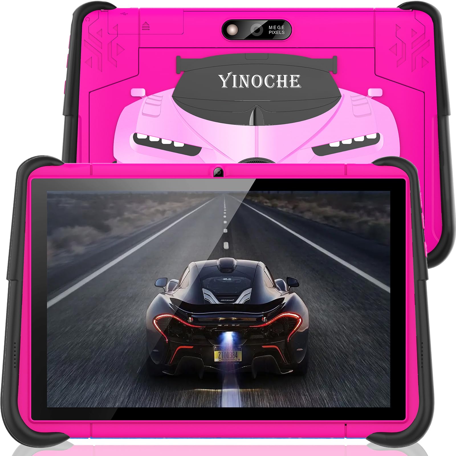 YINOCHE Kids Tablet 10 inch with Case Included Toddler Tablet for Kids WiFi Chindren's Tablet Android Kids Tablets for Toddlers 32G Parental Control Support YouTube Netflix for Boys Girls (Pink)