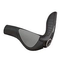 Ergon - GP4 Ergonomic Lock-on Bicycle Handlebar Grips with Full Size Bar End Support | Regular Compatibility | for Hybrid Bikes | Two Sizes | Black/Gray