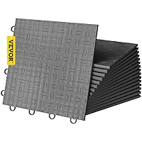 VEVOR Garage Tiles Interlocking, 12'' x 12'', 25 Pack, Graphite Grey Garage Floor Covering Tiles, Non-Slip Diamond Plate Garage Flooring Tiles, Support up to 55,000 lbs for Basements, Gyms