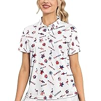 Womens Polo Shirts Short Sleeve Graphic Print Polo Shirts for Women Performance Moisture Wicking Golf Polo Shirt