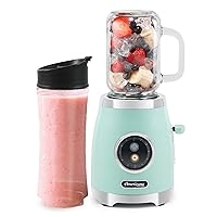 EPB399C by Elite Glass Mason Jar Blender with 17oz Jar + 20oz. Sports Bottle, Blend Personal Smoothie, Crush Ice, Shakes, Keto Protein, 300 Watts