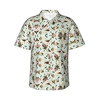Bird Pattern Men's Casual Button-Down Hawaiian Shirts â€“ Funky Tropical Summer Outfits â€“ Retro Printed Beach Wear for Men