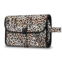 Fintie Portable Toiletry Cosmetic Travel Bag, Large Water Resistant Hanging Makeup Organizer Storage Pouch Case for Women Girls (Leopard)