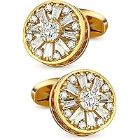 ANGEL SALES 3 Ct Round Cut Diamond Men's Fancy Style Cufflinks 14K Yellow Gold Plated With 925 Sterling Silver