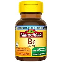 Vitamin B6 100 mg Tablets, 100 Count for Metabolic Health