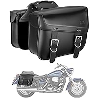 KEMIMOTO Motorcycle Saddlebags, 30L Large Capacity Saddle Bags Motorcycles, PU Leather Motorcycle Luggage Bag for Sportster Softail Dyna V-star Shadow, Universal Motorcycle Accessories, Black
