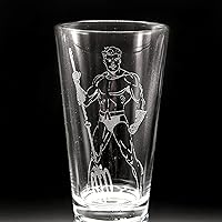 VINTAGE AQUA MAN Engraved Beer Pint Glass | Great DC Superhero Comic Book Drinking Gift Idea!