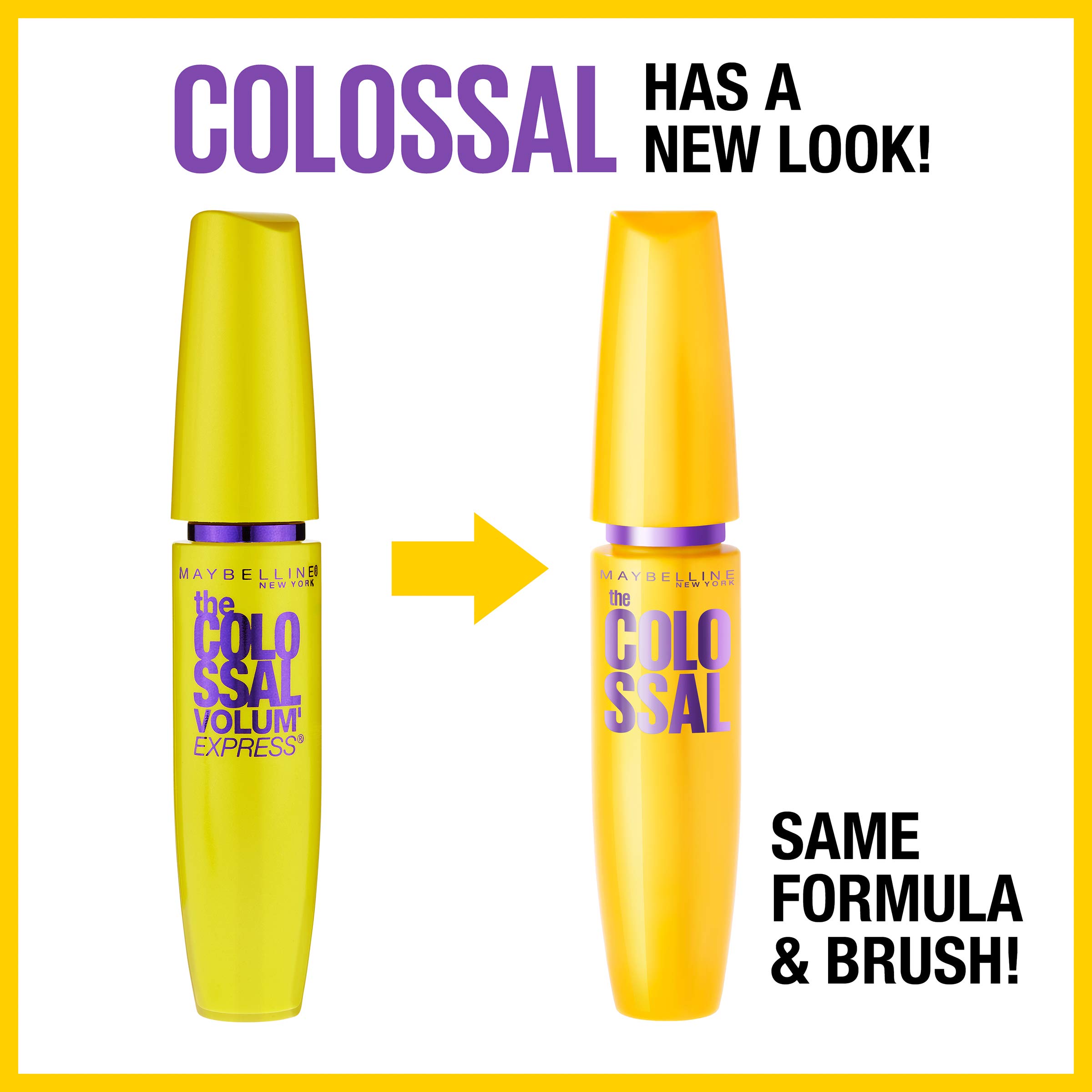 Maybelline New York Volum' Express Colossal Washable Mascara Makeup, Classic Black Mascara, 1 Count