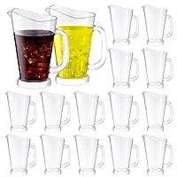 16 Pcs Clear Plastic Drink Pitcher Bulk 34 oz, Water Pitcher with Handle Beverage Pitchers Beer Ice Pitcher Restaurant Serving Jug for Wedding Table Xmas Party Container