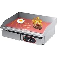 Large Electric Griddle Hot Cooking Plate, Commercial Stainless Steel Adjustable Countertop Hot Plate BBQ Grill, 3KW Efficient Nonstick Electric Griddle for Home Barbecue Omelette Fried Food