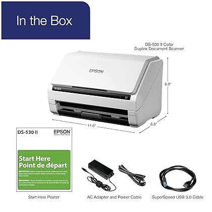 Epson DS-530 II Color Duplex Document Scanner for PC and Mac with Sheet-fed, Auto Document Feeder (ADF)